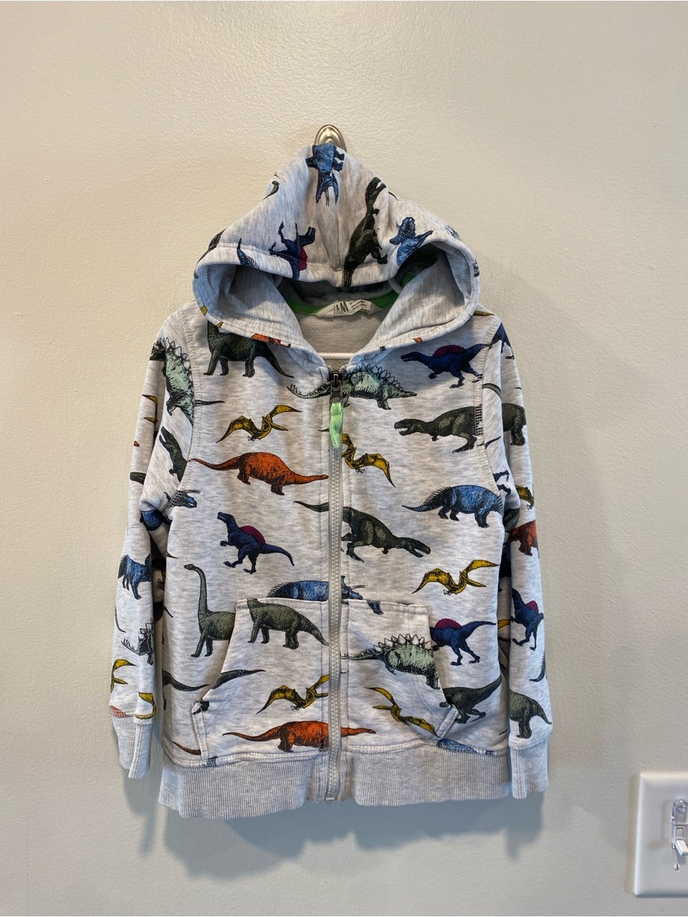 H&M boys full zip hoodie sweatshirt size 4-6 years dinosaur print